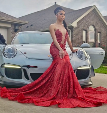 Niulatu Sweetheart Mermaid Burgundy Long Prom Dresses Tulle Sequin Burgundy Evening Dresses HZ1026